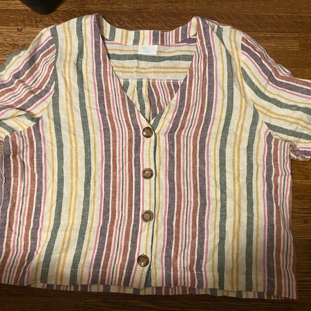 ABOUND linen blend striped top
